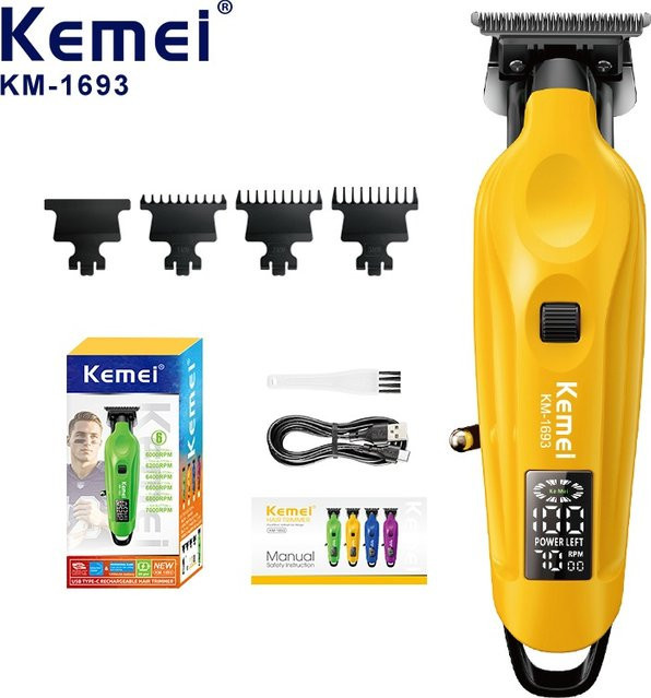 Kemei Haarschneider für Herren, kabellos, LCD-Display, lila - Bild 1
