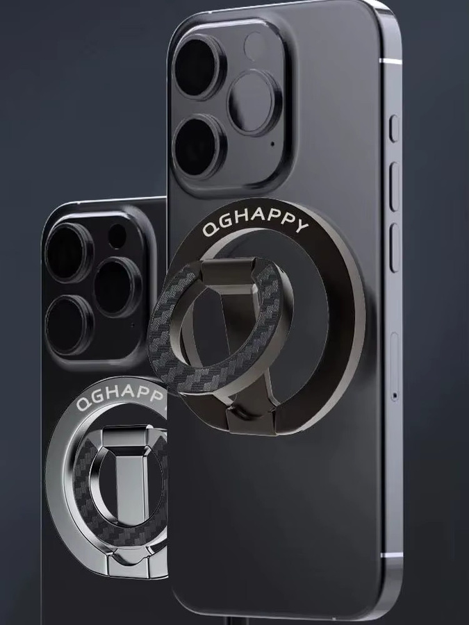 QGhappy Universeller Magnetischer Handyhalter mit Doppelseitiger Faltfunktion und Fingerring-Ständer für MagSafe, iPhone und Samsung, Blau - Bild 6