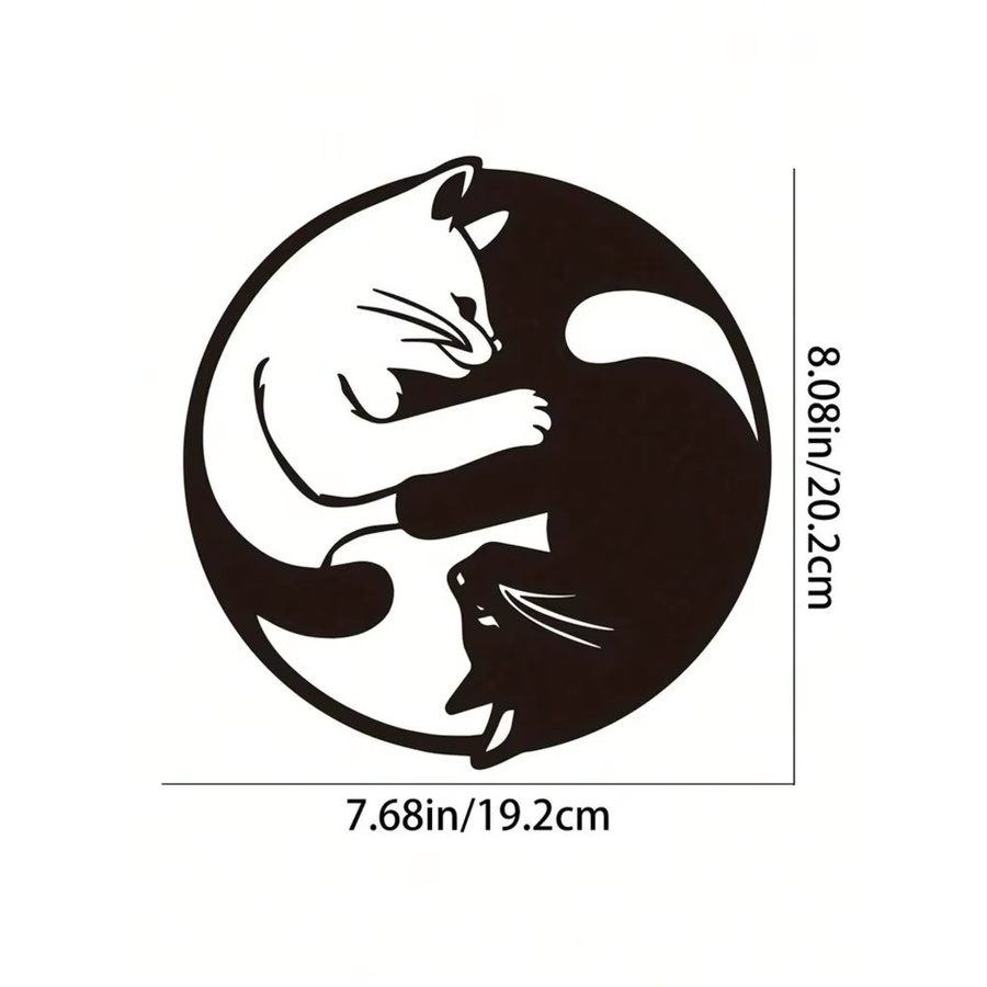 CIFBUY Yin-Yang Katzen Wanddekoration aus Metall in Schwarz, modernes abstraktes Metallkunst-Design für Wohnzimmer und Garten - Bild 2