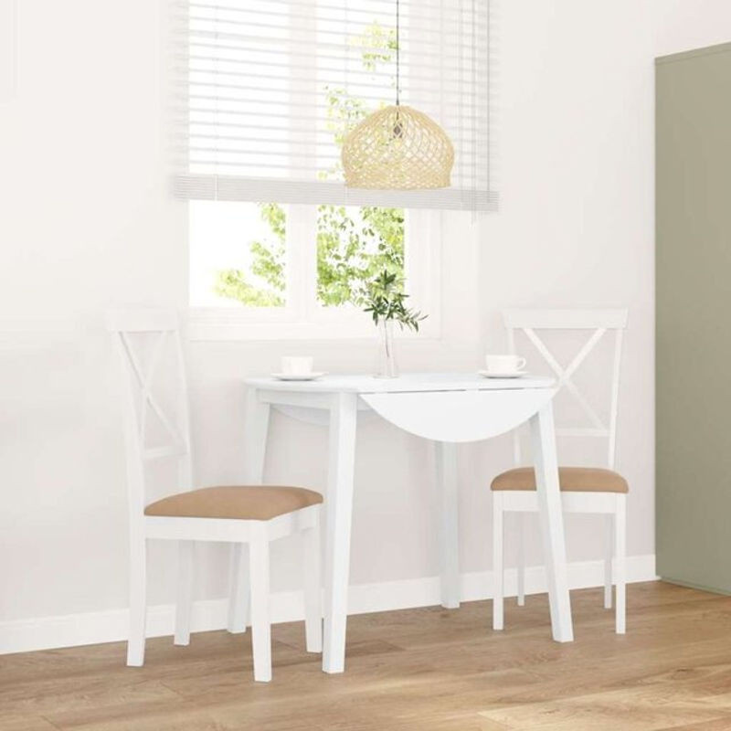 Vidaxl Esszimmerstühle Set aus 2 Stück in Weiß aus Massivholz mit Stoffkissen im Landhausstil - Bild 1