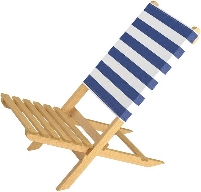 Erst-Holz Klappstuhl aus Buche mit gestreifter Baumwolllehne für Garten und Strand in Blau, Weiß oder Braun - Bild 1