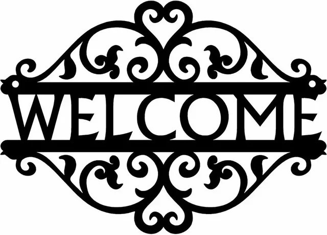 Dekoratives Metall-Willkommensschild von CIFBUY mit floralem Art-Nouveau-Design in Schwarz zur Innen- und Außendekoration - Bild 1