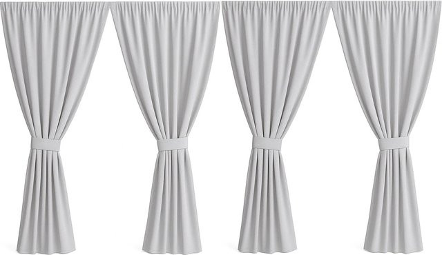 Setgarden Outdoor Vorhang für den Balkon, 4er Set, Grau, B: 155 cm, H: 240 cm - Bild 1