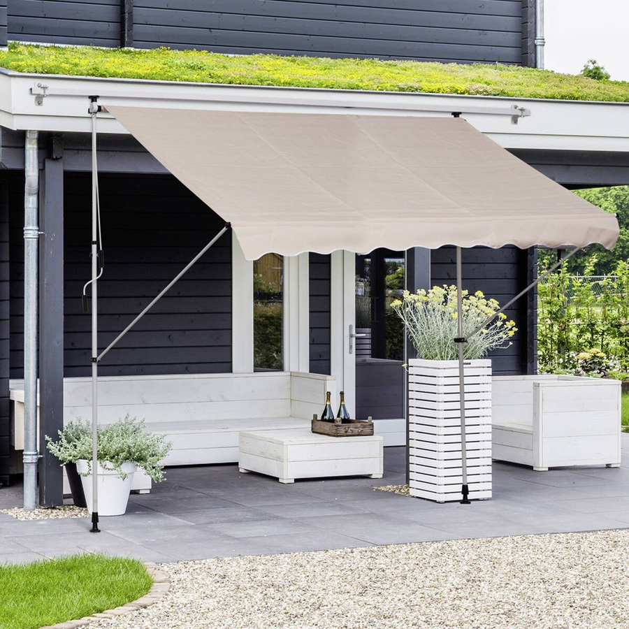 Outsunny Gelenkarmmarkise Klemmmarkise mit Handkurbel wetterfest aus Aluminium in Beige, B: 300 cm, H: 170-280 cm, T: 150 cm - Bild 3