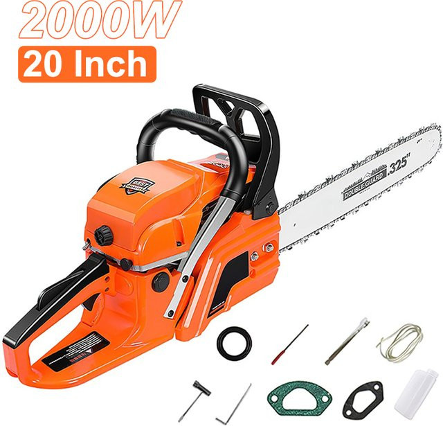 TKKEACE Benzin-Kettensäge 2-Takt mit 2000W Hochleistung in Orange - Bild 1