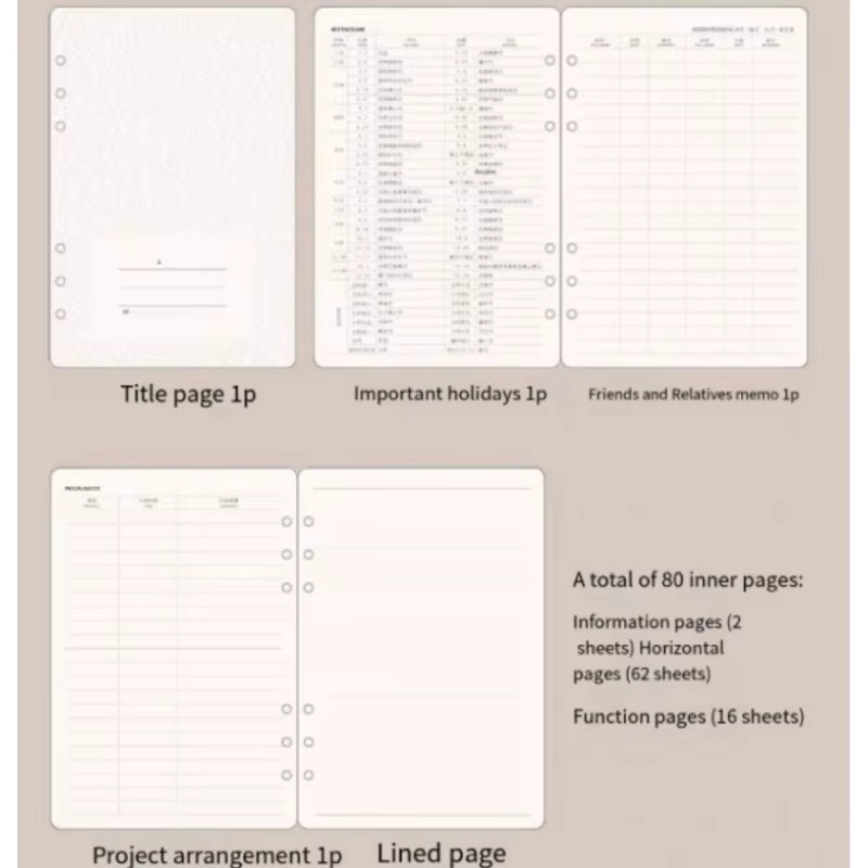 Transparentes Loseblatt Notebook im koreanischen Stil, abnehmbarer Business Planer und Tagebuch, A5, Braun - Bild 5