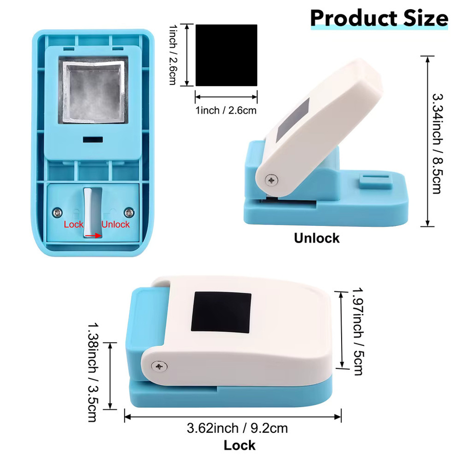 Handheld 1 Zoll Action-Bastelstanzer mit quadratischem Hebel für Papier und Scrapbooking sowie DIY-Dekorationen - Bild 2