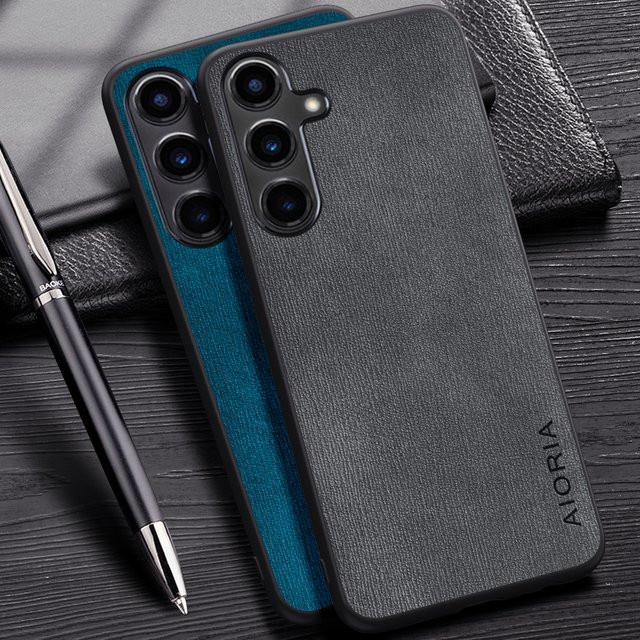 Samsung Galaxy S25 FE Plus Edge Design Handyhülle mit Holzmaserung in Braun und Schwarz - Bild 1