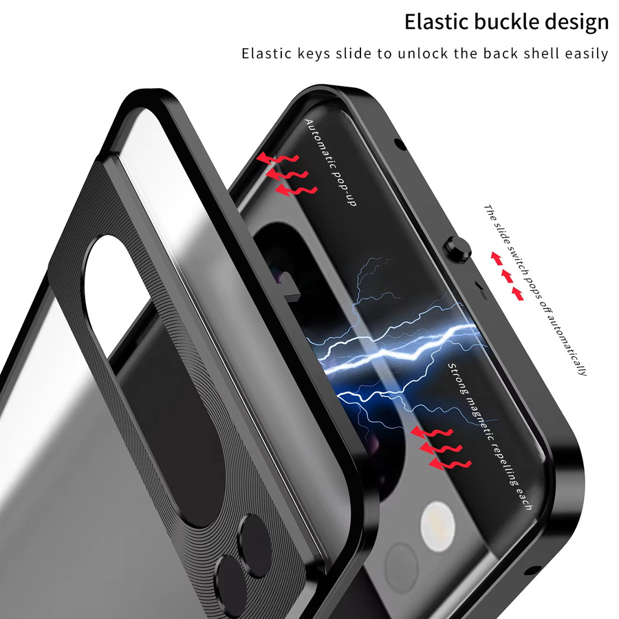 Magnetische Handyhülle aus Aluminiumlegierung mit Bumper Frame und matter Rückseite für Google Pixel 7 Pro, 7A, 8 Pro, 8A und Pixel 9 Pro XL in Schwarz oder Silber - Bild 3