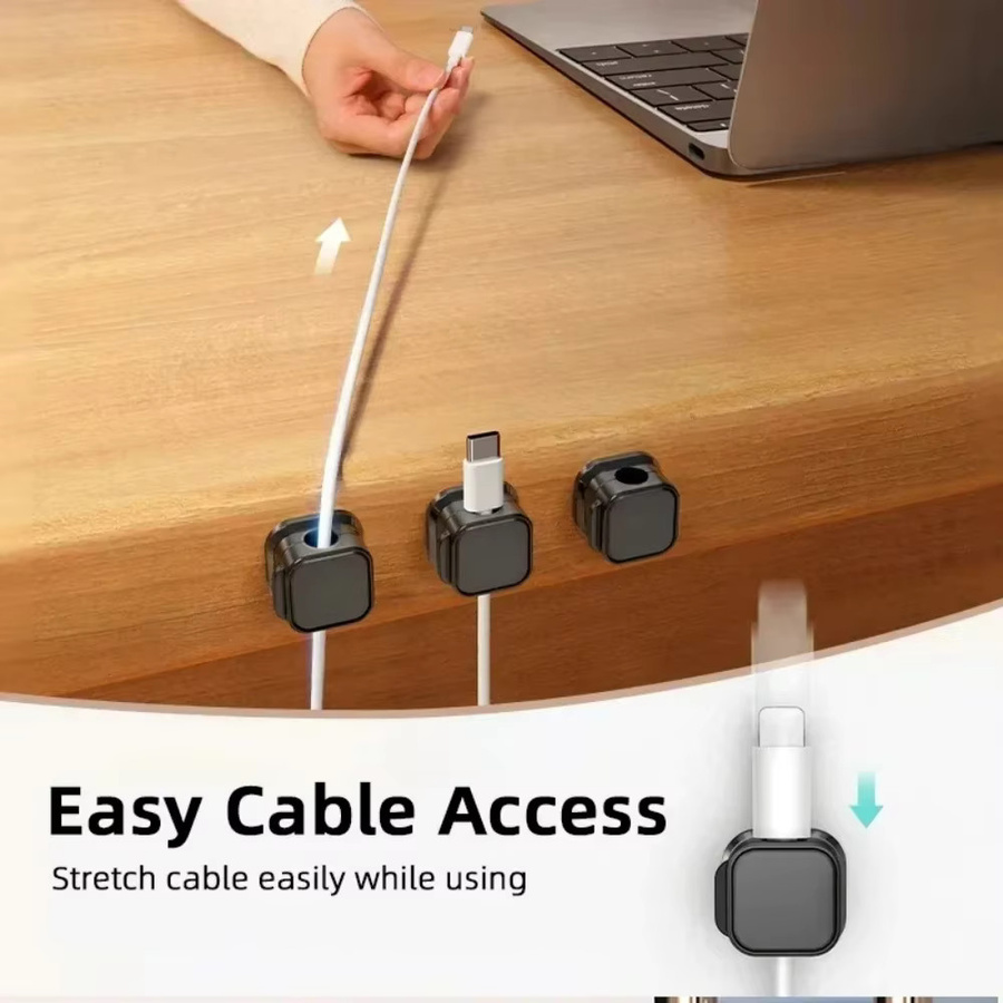 Kabel Clips Organizer mit Klebestreifen in Schwarz für Home Office und Auto zur Kabelverwaltung von Ladegeräten und Smartphones - Bild 2