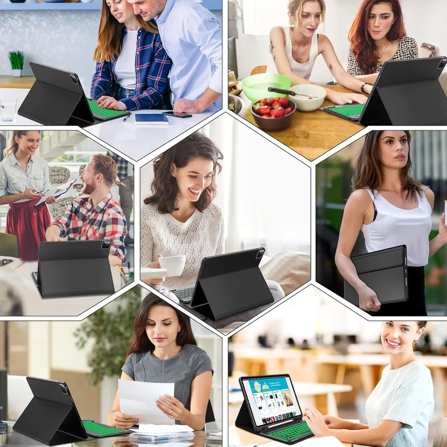 Samsung Tastaturhülle mit Maus und integriertem S-Stifthalter für Galaxy Tab A9+ Plus SM-X210/X216B/X218 11 Zoll in Pink und Black - Bild 6