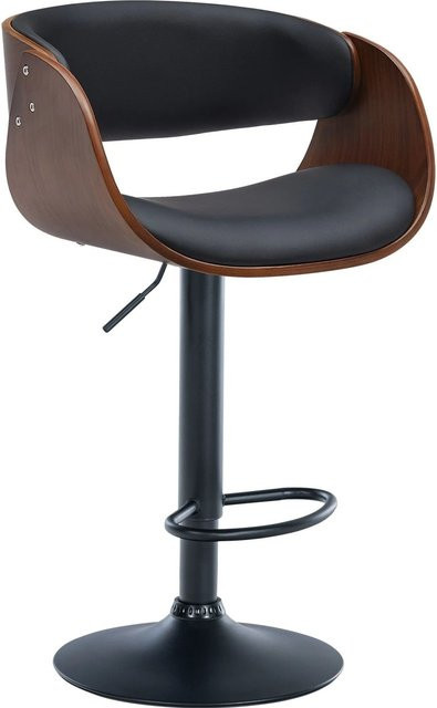 DELUKE Barhocker CEFAR höhenverstellbarer Barstuhl aus Kunstleder in Walnuss/Schwarz, B/T/H: 52 x 52 x 87 cm - Bild 1