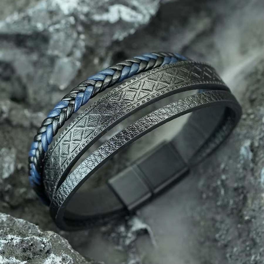 diffone Armband, Leder, Schwarz, Herren - Bild 3