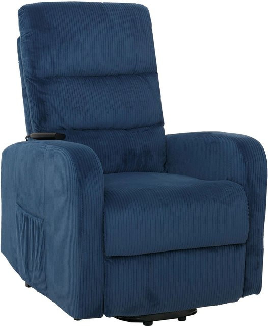 MCW Fernsehsessel K62 mit Liegefunktion und Aufstehhilfe aus Cord in Blau - Bild 2
