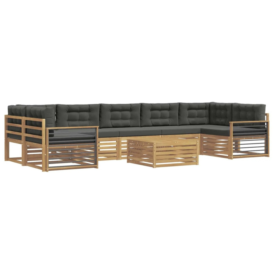 vidaXL Outdoor-Sofagarnitur 8-teilig aus Massivholz Akazie in Weiß und Anthrazit mit Polstern und Armlehnen - Bild 2
