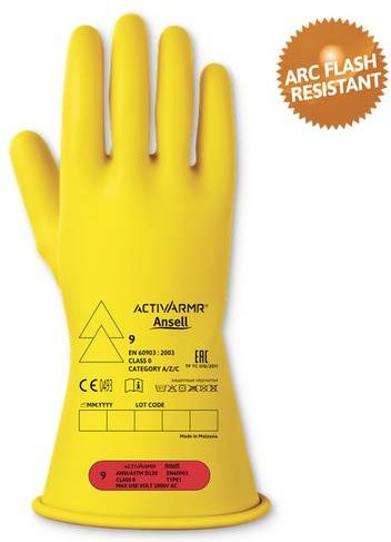 Ansell ActivArmr RIG011Y110 Elektrikerhandschuhe aus Naturlatex in Gelb, Größe XXL - Bild 1