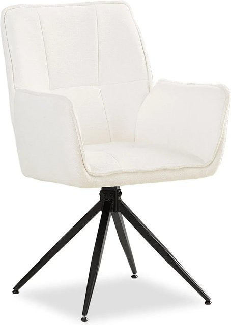 Homestyle4u Polsterstuhl drehbar in Weiß mit Armlehnen und Chenille-Bezug, B/T/H: 60 x 61 x 92,5 cm - Bild 1