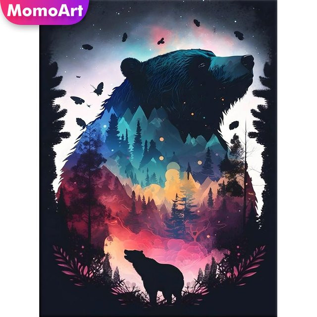 Momoart Diamantmalerei Bär Tier Muster DIY Mosaik Set für Erwachsene, Mehrfarbig, B/H: 30 x 30 cm - Bild 1