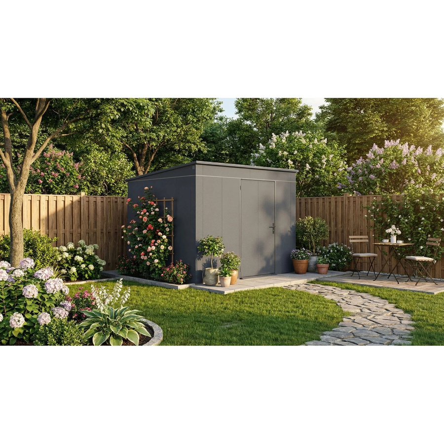 Weka Metall-Gerätehaus Gary in Anthrazit mit modernem Design, Breite: 292 cm, Tiefe: 298 cm - Bild 2