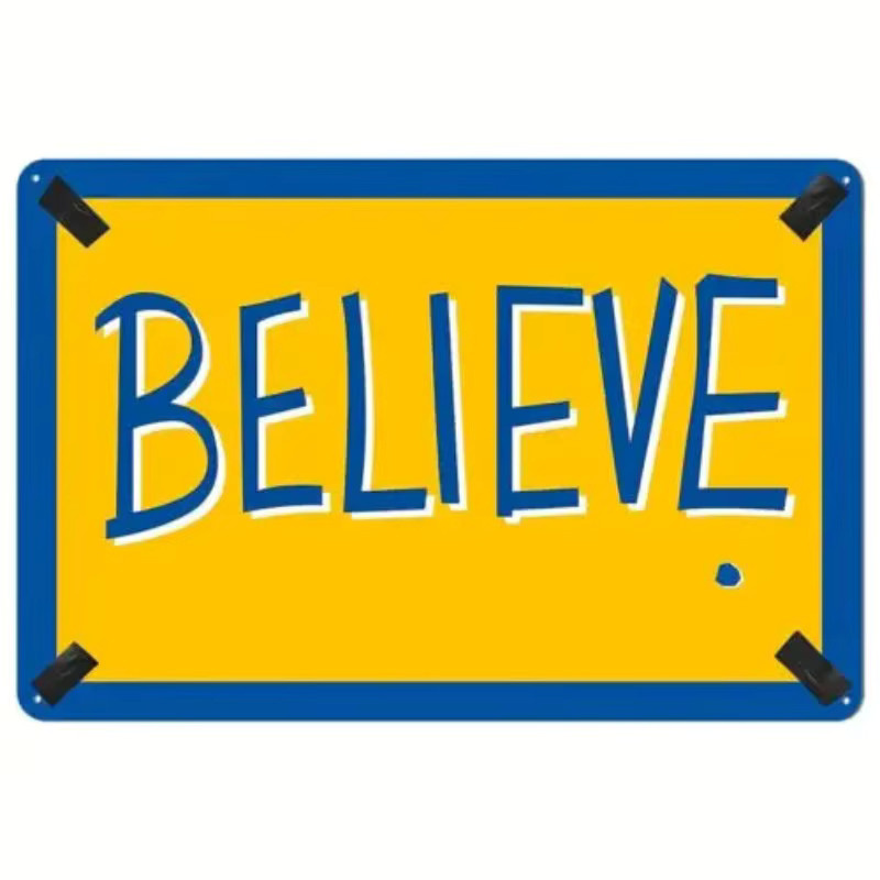 Believe Metallschild von MINISO als motivierende Wanddekoration in Gelb, B/H: 30,48 x 20,32 cm - Bild 2