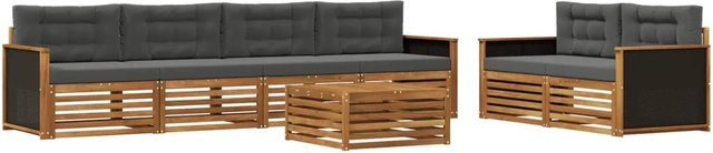 vidaXL Outdoor-Sofagarnitur aus Akazienholz mit 7 Teilen in Anthrazit und Natur, modernes Design mit UV-beständigem Polyester und Sitzkissen - Bild 1