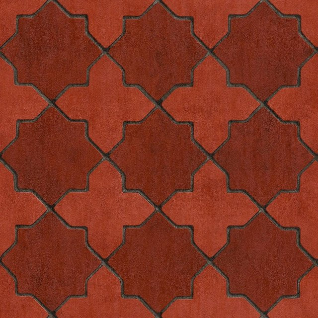 Profhome Grafik Tapete Geometrisch Matt in Rot Grau Schwarz, Vlies-Tapete, Breite: 0,53 m, Länge: 10,05 m - Bild 1