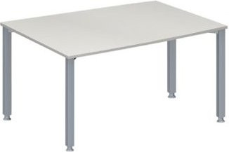 Schäfer Shop Genius Konferenztisch MODENA FLEX in Tonne, höhenverstellbar, Farbe: lichtgrau/weißaluminium RAL 9006, B: 140 cm, T: 100/80 cm, H: 72-84 cm - Bild 1