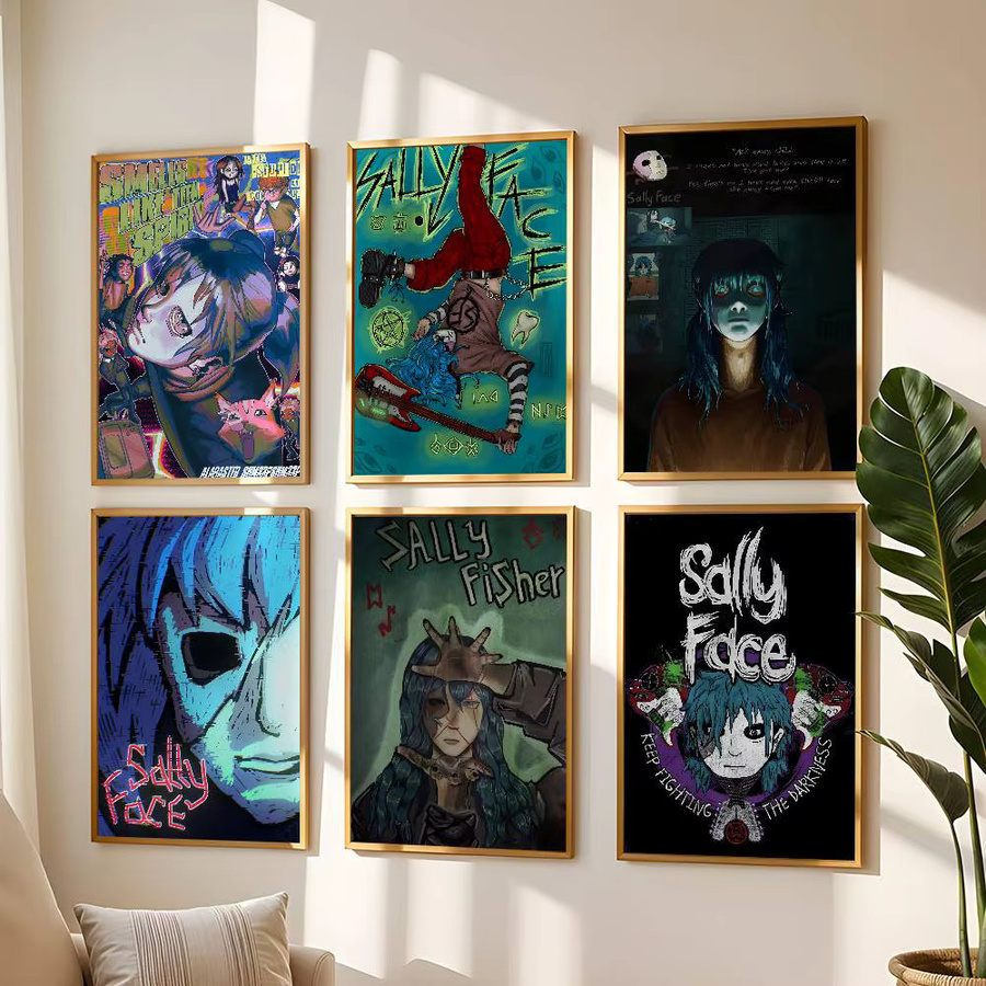 Sally Face Game Poster selbstklebender Wandaufkleber wasserfester Papierdruck Mehrfarbig - Bild 4