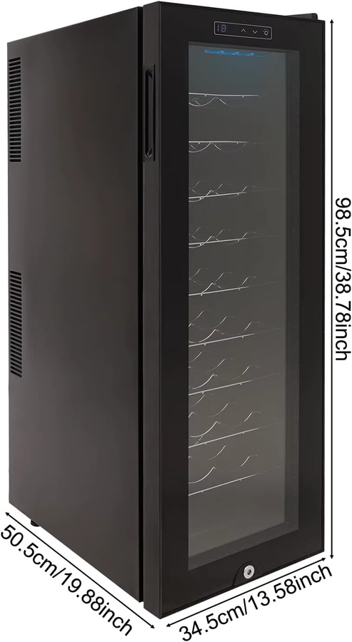Bymaocar Weinkühlschrank mit Glastür in Schwarz, 90 Liter Kapazität für 30 Flaschen, Kompressorkühlung, Temperaturregelung 12-18 °C - Bild 3