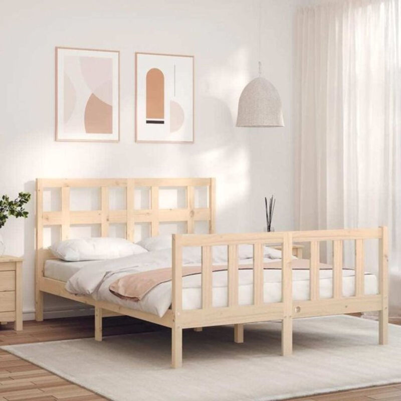 Massivholzbett Vidaxl aus Kiefernholz in Braun, B/T/H: 120 x 200 cm - Bild 1