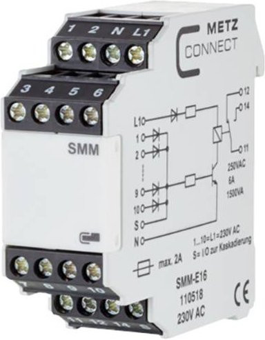 Metz Connect Sammelmeldemodul 230 V/AC, V/DC mit max. 1 Wechsler in Weiß, Artikelnummer 110518 - Bild 1
