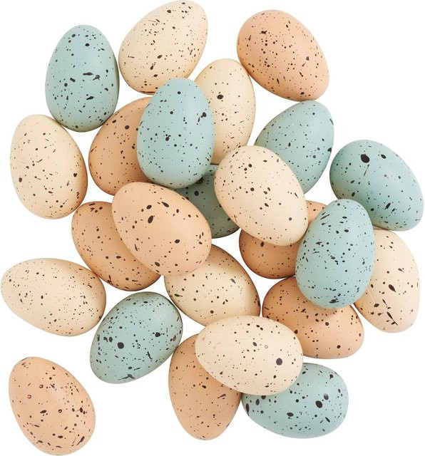 VBS Deko-Eier gesprenkelt für Ostern und Frühling in Hellblau, Lachsrosa und Beige - Bild 1