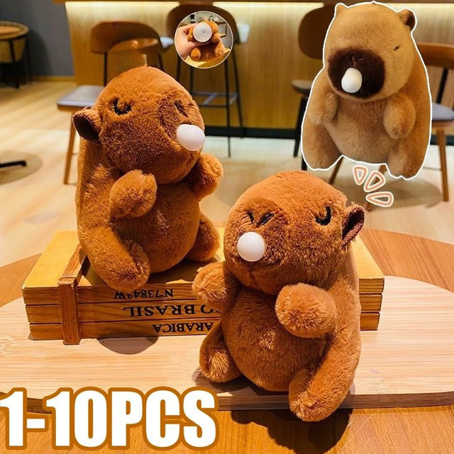 Capybara Plüsch Schlüsselbund, Braun, Plüsch / Textil - Bild 1