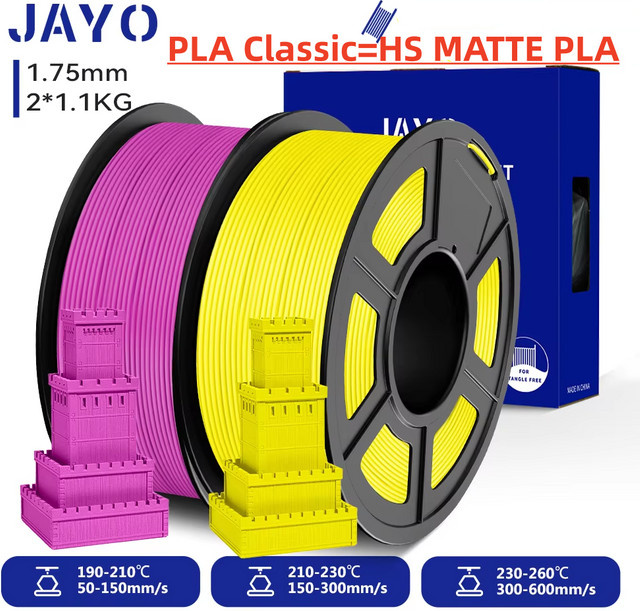 JAYO 2 Rollen 3D-Druckerfilament PLA Matt 1,75 mm für FDM 3D-Drucker - Bild 1