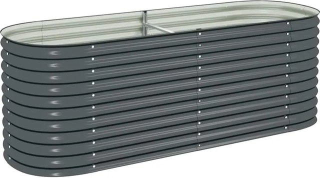 DELUKE Rundes Hochbeet BLUMO aus verzinktem Stahl für Garten und Terrasse, Farbe: Grau, B/T/H: 240 x 80 x 81 cm - Bild 1