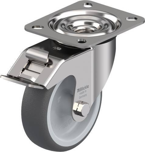 Blickle LEX-PATH 100G-FI Lenkrolle mit Feststeller in Silber, Rad-Durchmesser: 100 mm, Tragfähigkeit: 150 kg - Bild 1