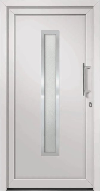 vidaXL Haustür in Weiß, modernes Design aus Aluminium, Stahl und Kunststoff, B: 98 cm, H: 208 cm - Bild 1