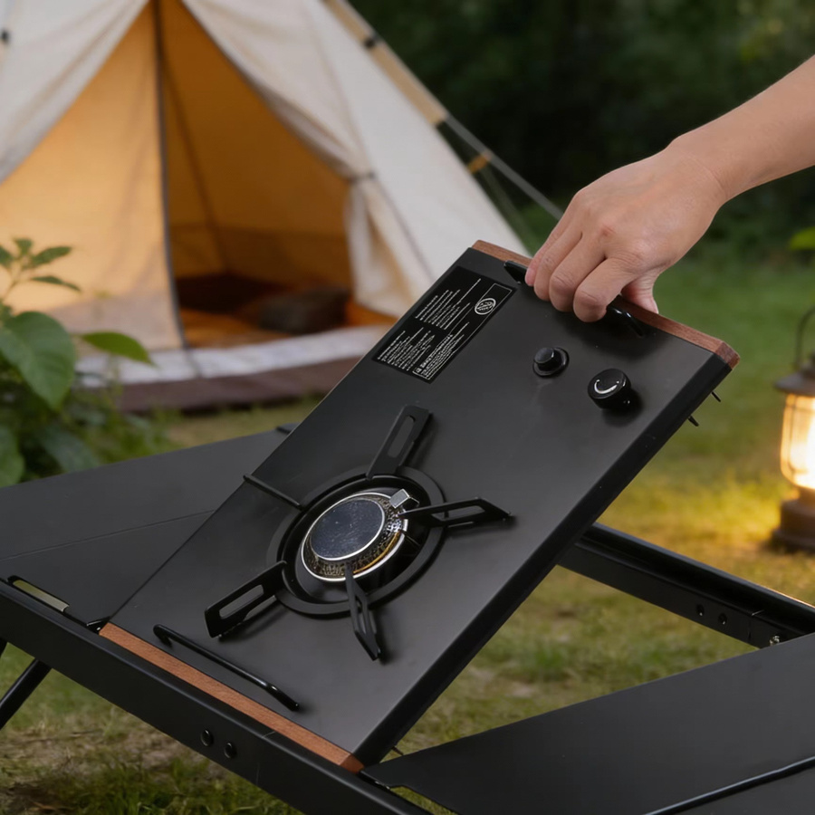 Pandatour Camping IGT Gasherd One-Unit mit One Click Ignition, tragbarer Desktop-Klappherd für Wandern und Camping, Schwarz, B/T/H: 36 x 25 x 13 cm - Bild 5