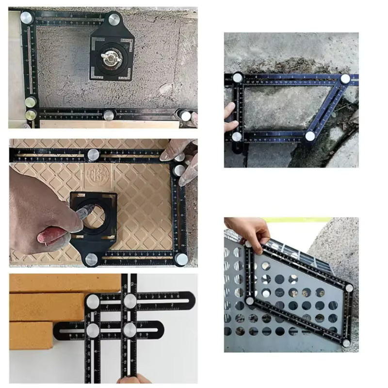 JUSTINLAU Multifunktionales Klappmaßband aus Aluminium-Legierung in Schwarz für Fliesen-Positionierung und Holzbearbeitung - Bild 6
