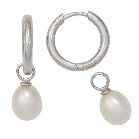 Colfem Creolen, 925 Sterling Silber, Süßwasser Perlen, Unisex - Bild 1