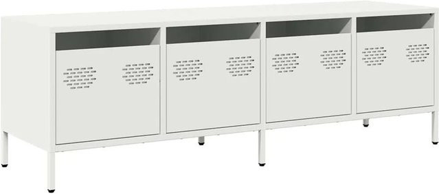 vidaXL TV-Schrank aus kaltgewalztem Stahl in Weiß im Industrie-Stil, B/T/H: 135 x 39 x 43,5 cm - Bild 1