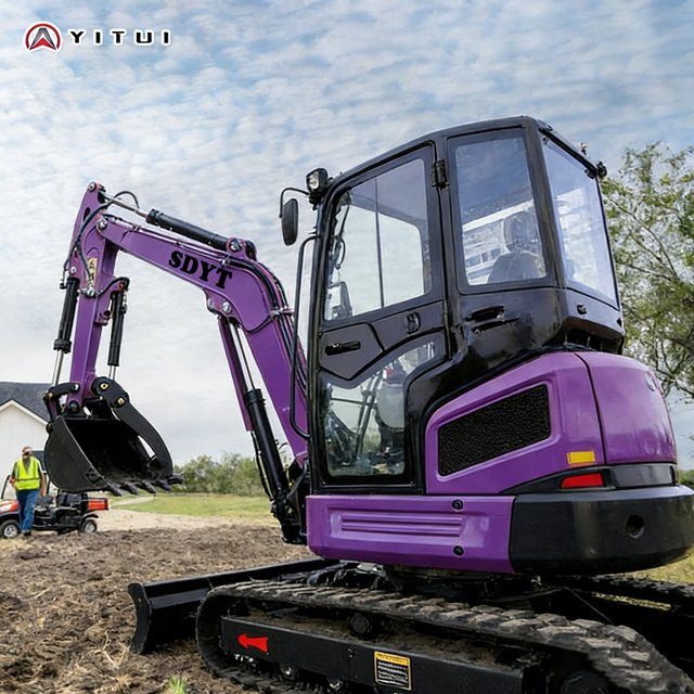 YITUI Minibagger 2,6 Tonnen Raupenbagger mit Kabine in Lila - Bild 1