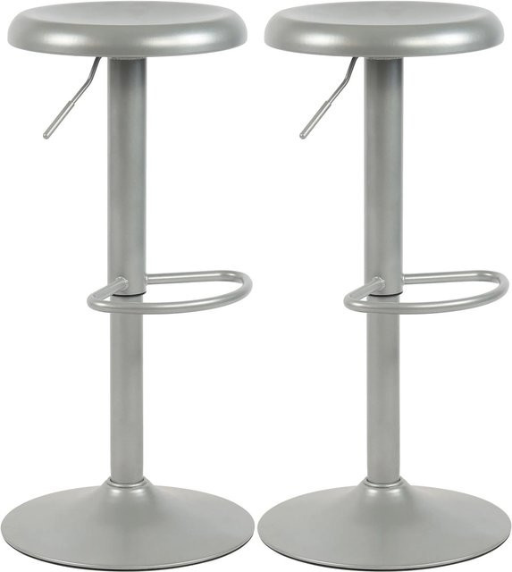 2er Set Barhocker DELUKE HIKAR in Silber, höhenverstellbare Barstühle aus Metall, B/T/H: 38,5 x 38,5 x 58 cm - Bild 1