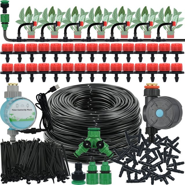 KESLA Mikro-Tropfbewässerungs-Set für Gewächshäuser mit einstellbaren Tropfern und Gartenschlauch in Schwarz - Bild 1