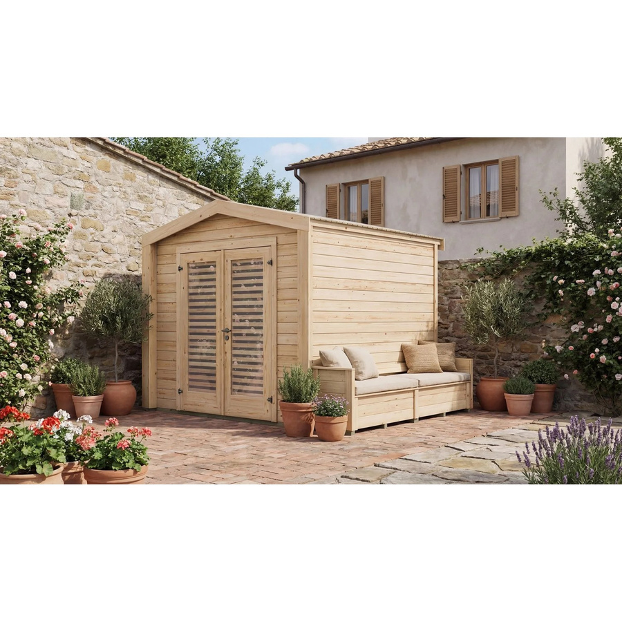 Weka Holz-Gartenhaus Killarney mit Satteldach in Natur und Braun, B: 307 cm, T: 263 cm, H: 241 cm - Bild 2