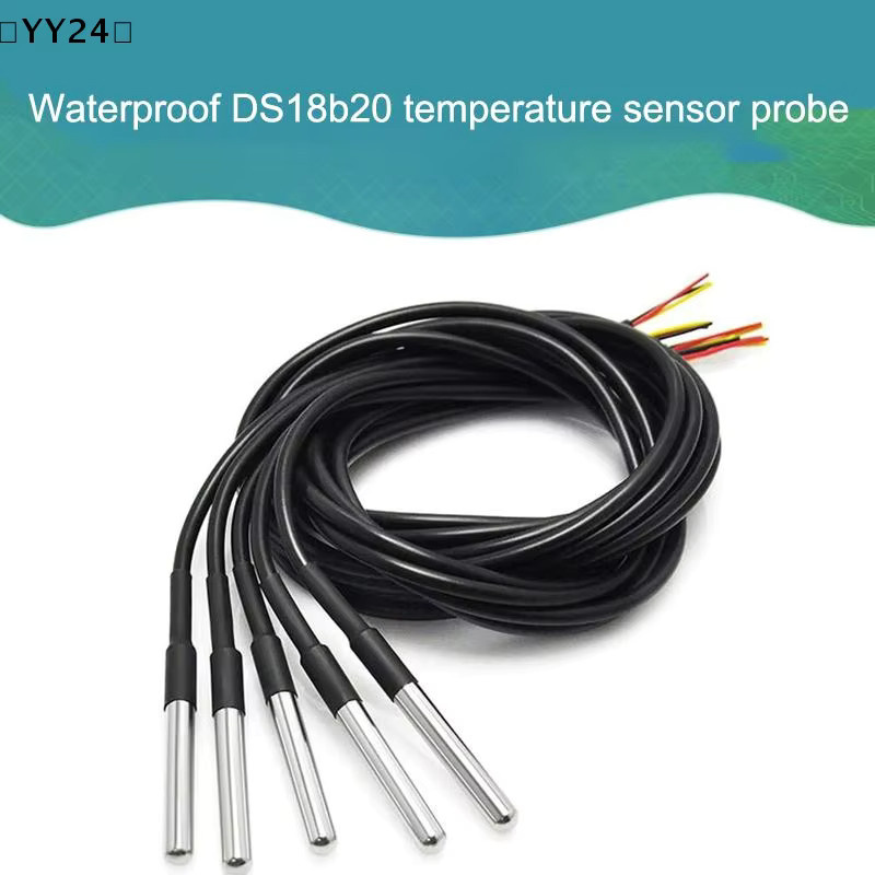 ΣYY24 Sigur DS18B20 Wasserdichter Temperatursensor aus Edelstahl in Silber und Schwarz mit 1 m Kabellänge für Arduino - Bild 2