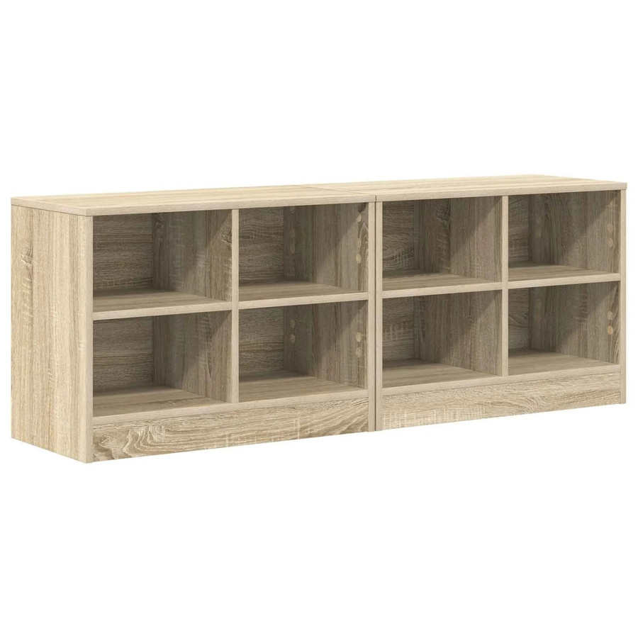 vidaXL Bettschrank Set aus 2 Stück in Sonoma-Eiche, moderner Holzwerkstoff für dein Schlafzimmer, B/T/H: 66 x 33 x 48 cm - Bild 2