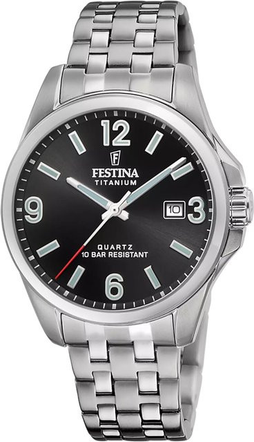 Festina Herrenuhr, Quarz, Titanium, Schwarz, 41 mm, 10 ATM - Bild 1
