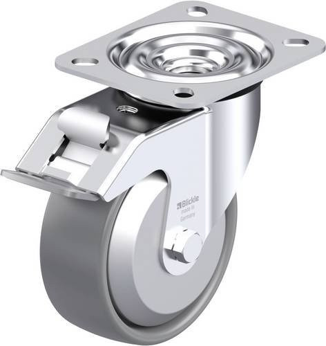 Blickle Stahlblech-Lenkrolle LE-PO 100G-FI-ELS-FA in Silber, Rad-Durchmesser: 100 mm, Tragfähigkeit: 150 kg - Bild 1