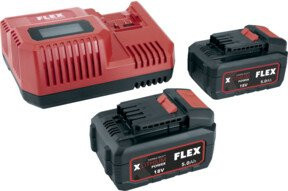 FLEX Akku-Schnellladegerät-Set Power 55 R P-Set 55 R mit 18V 5Ah Li-Ion Akku in Rot - Bild 1